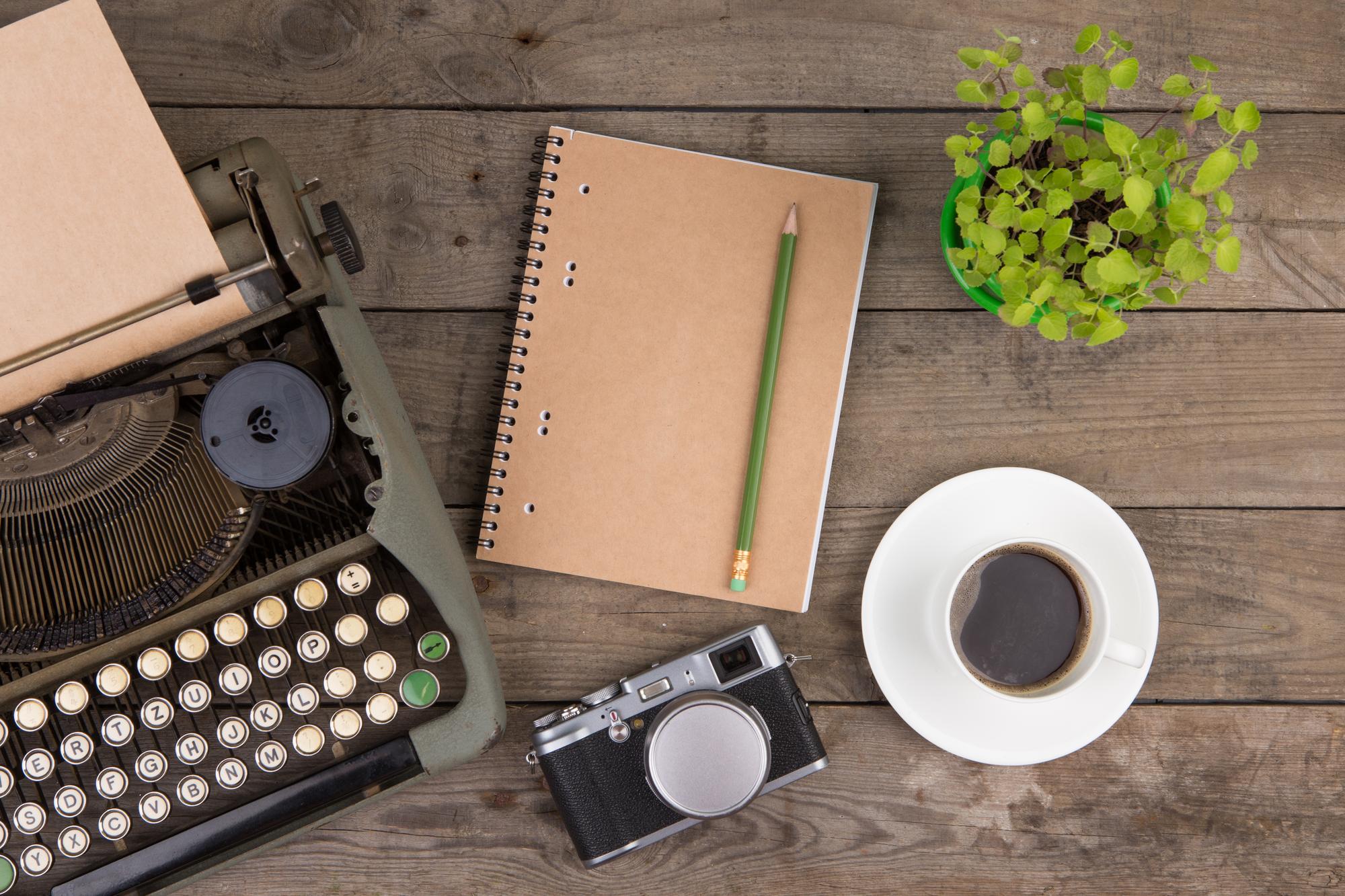 Editorial workspace with notes and a recorder