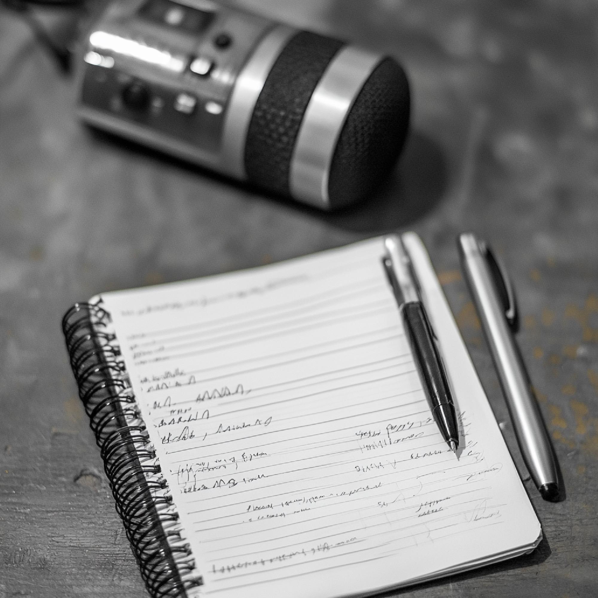 Notepad and recorder next to pricing notes